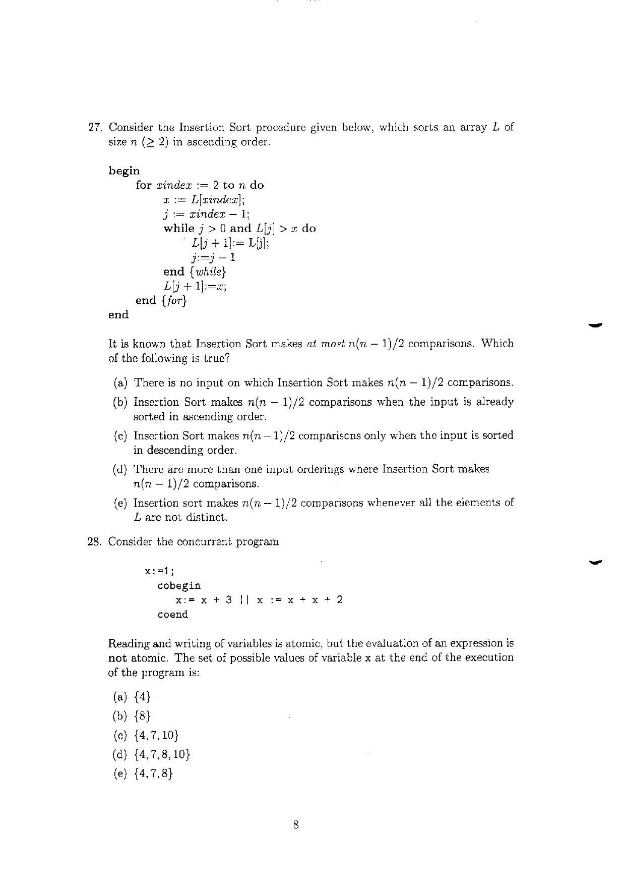 TIFR GS 2010 Computer & Systems Sciences Question Paper - Page 9