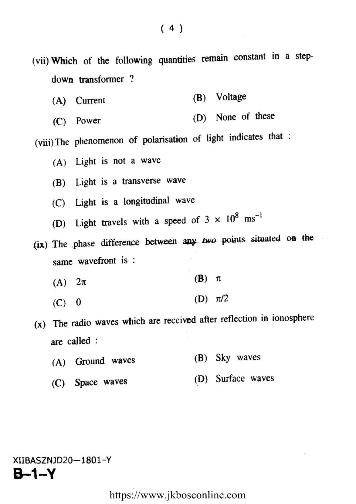 JKBOSE Class 12 Physics 1801-Y Question Papers 2020 - Page 4