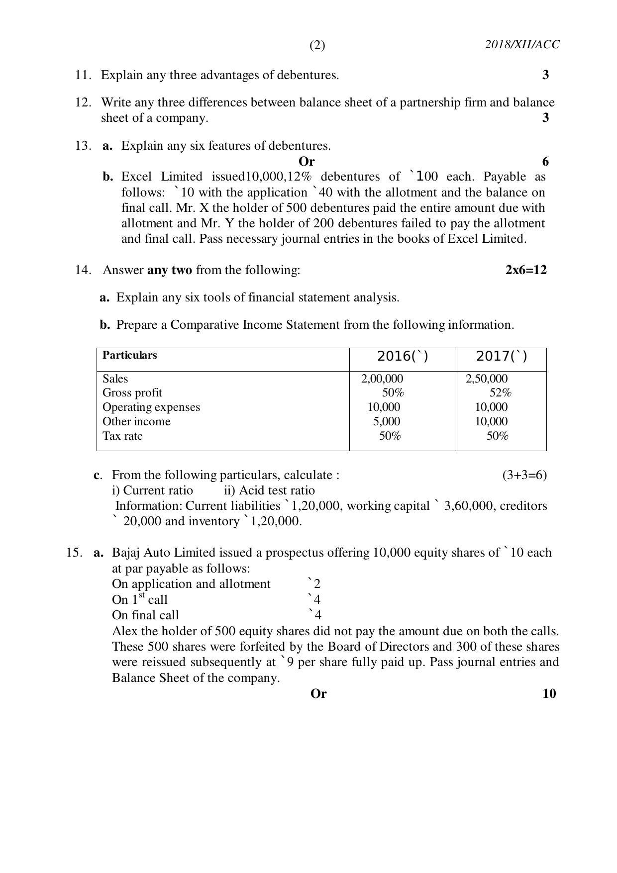 Nagaland Board Class 12 ACCOUNTANCY 2018 Question Papers - Page 2