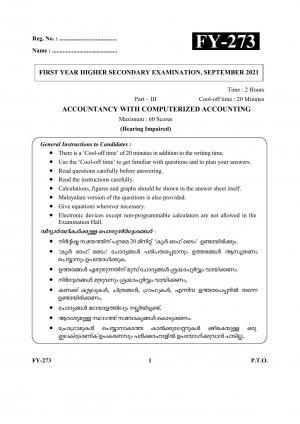 Kerala Plus One (Class 11th) Accountancy-CA (Hearing Impaired) Question Paper 2021