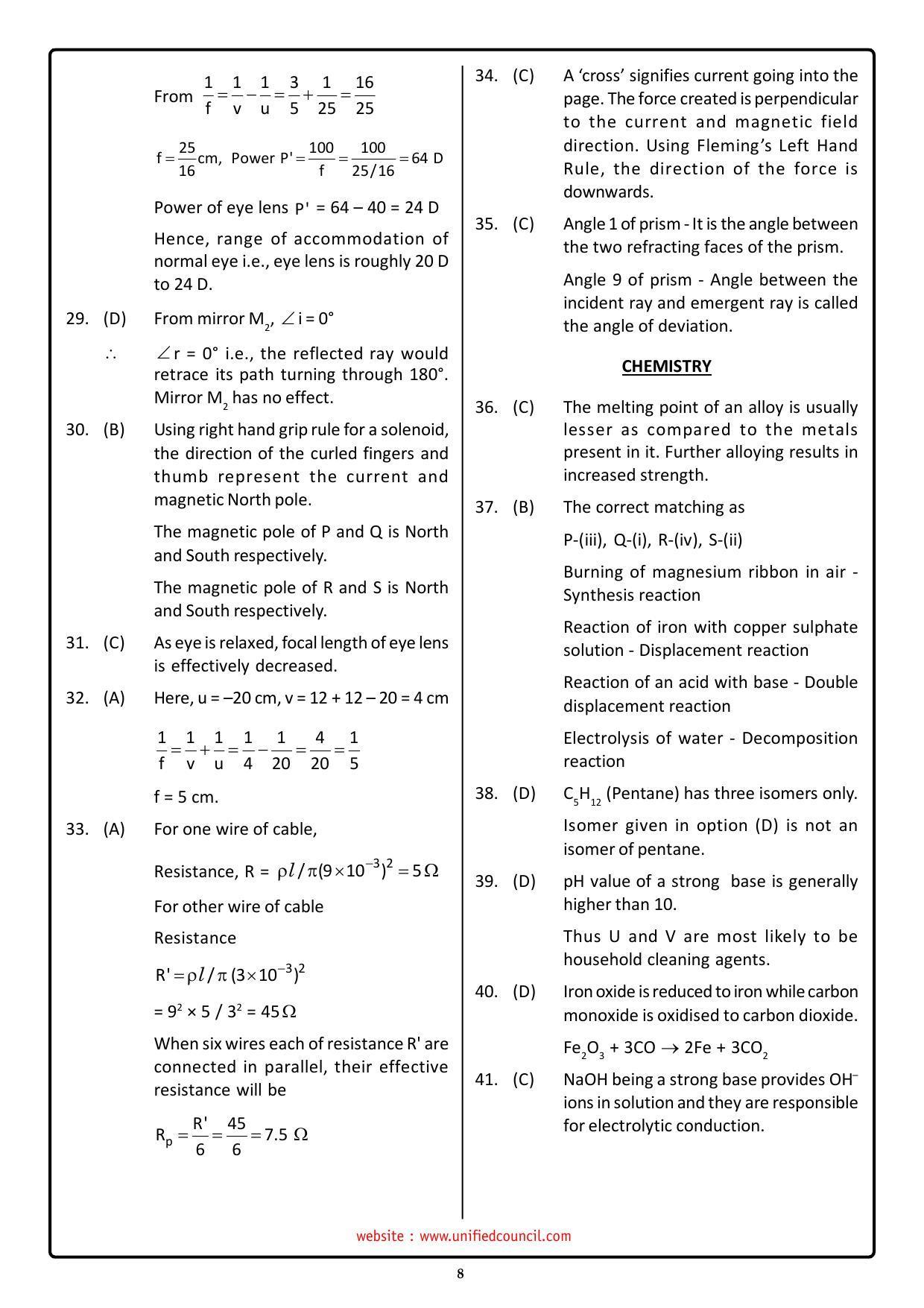 NSTSE 2023 Class 10 Answer Key (Paper Code 484) - Page 8