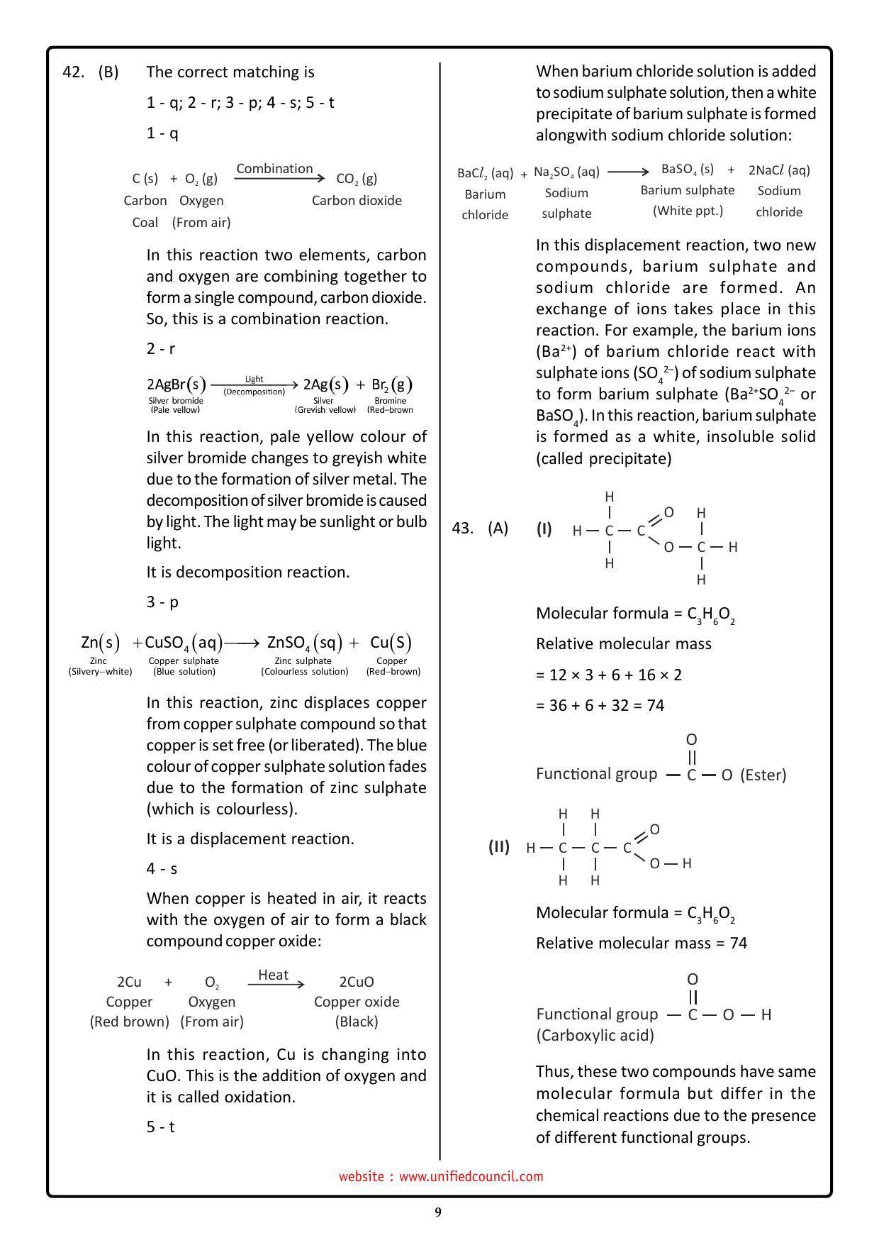 NSTSE 2023 Class 10 Answer Key (Paper Code 484) - Page 9