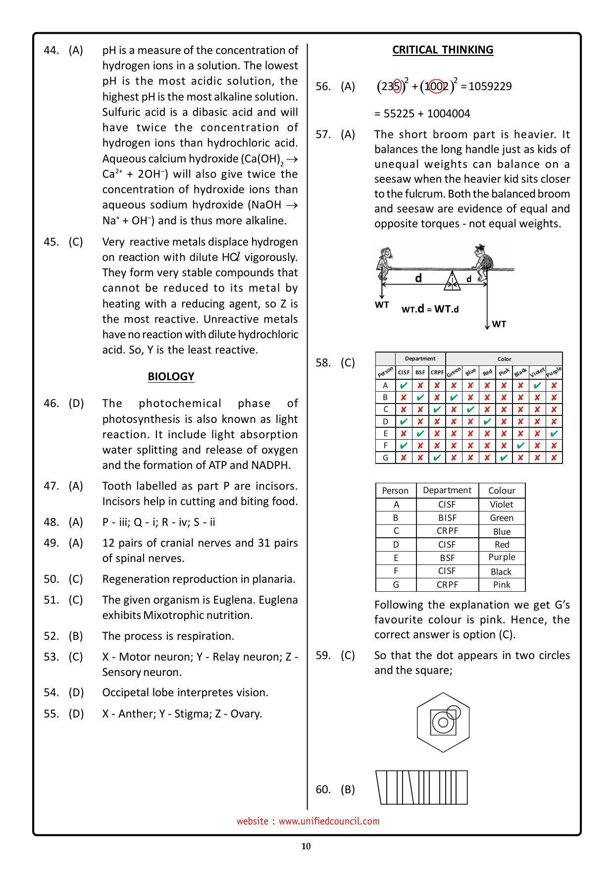 NSTSE 2023 Class 10 Answer Key (Paper Code 484) - Page 10