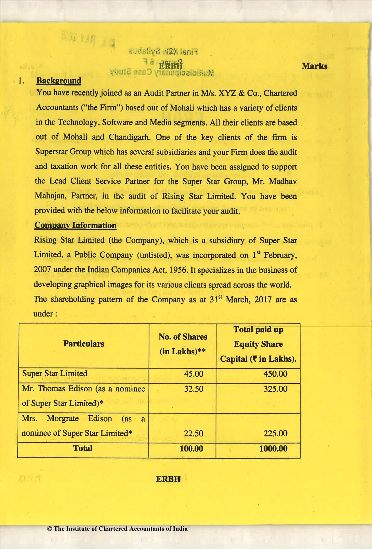 CA Final May 2018 Question Paper - Paper 6F – Multidisciplinary Case Study - Page 2