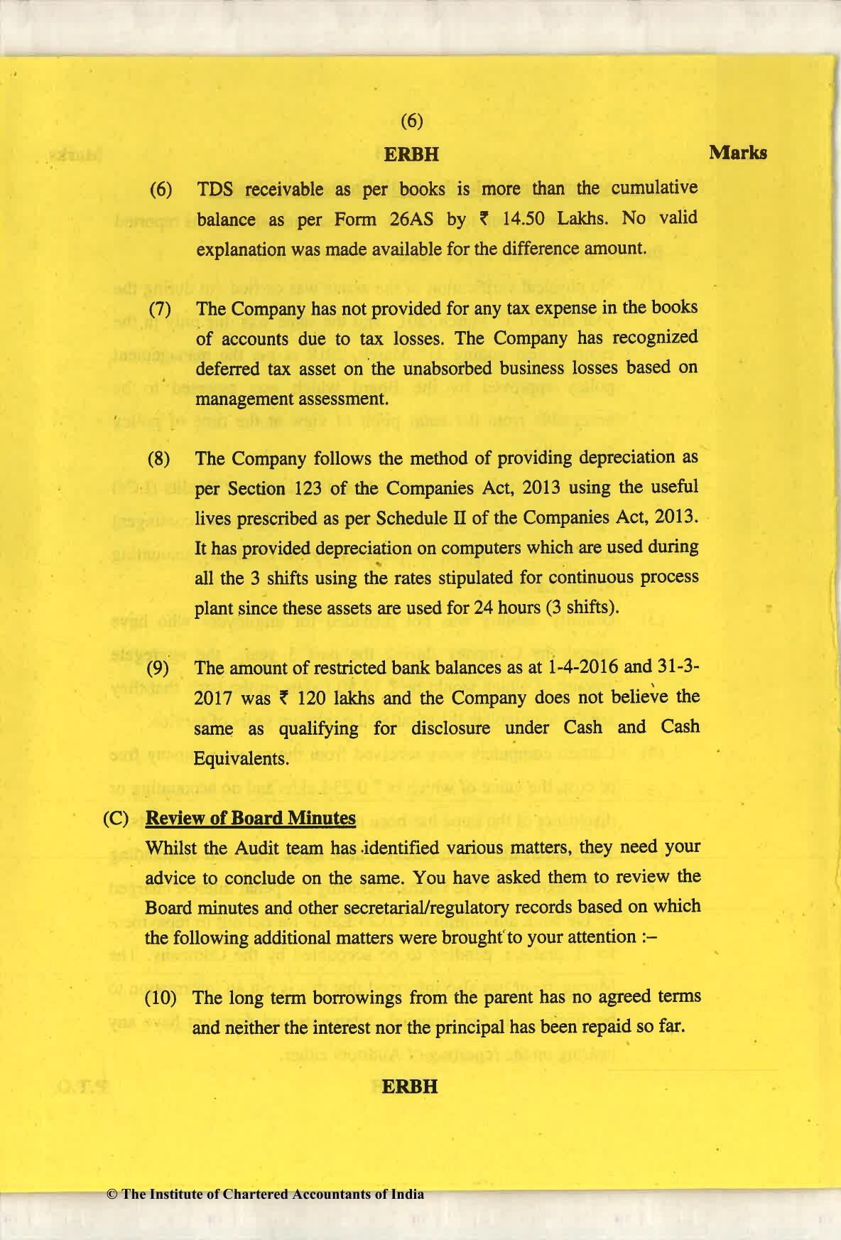 CA Final May 2018 Question Paper - Paper 6F – Multidisciplinary Case Study - Page 6
