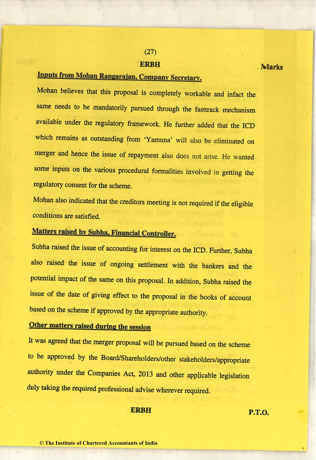 CA Final May 2018 Question Paper - Paper 6F – Multidisciplinary Case Study - Page 27
