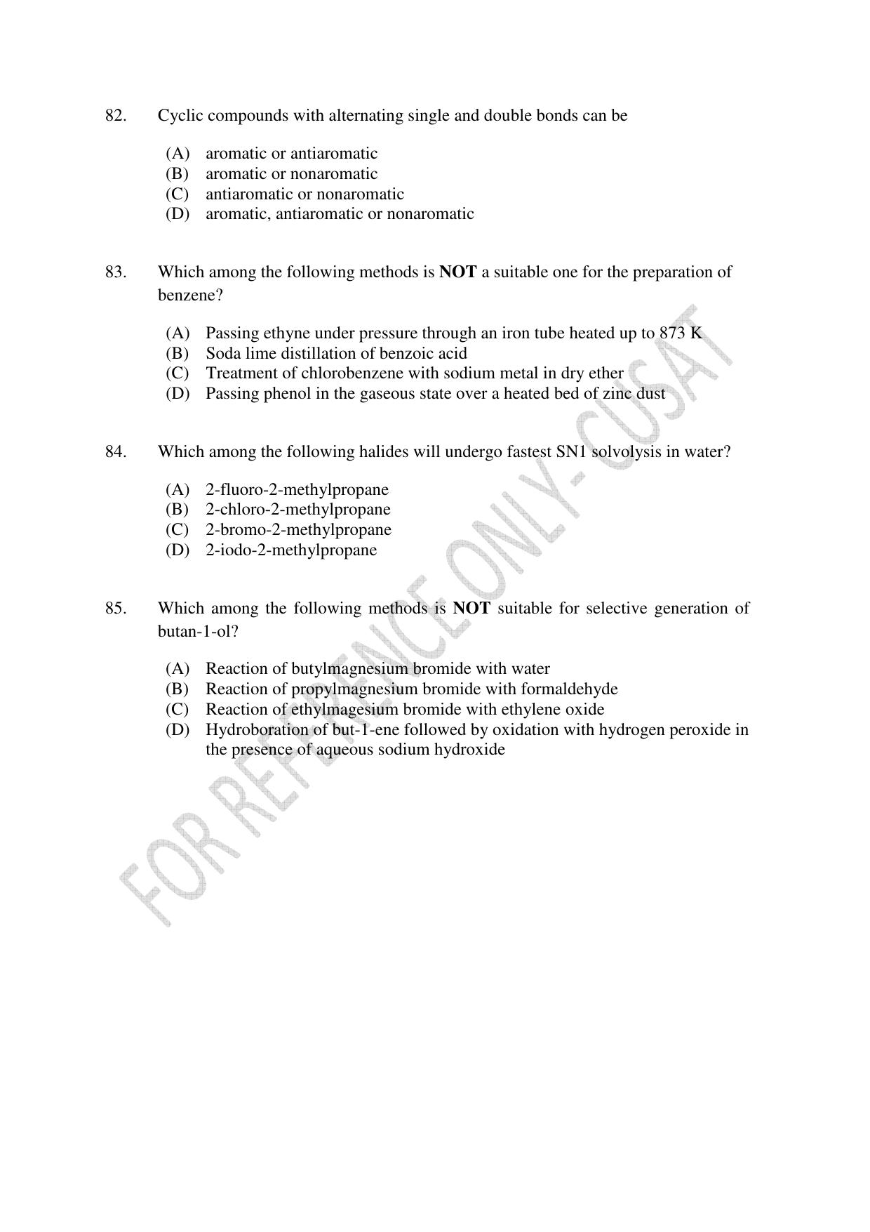 CUSAT CAT 2022 Test in Physics Chemistry and Mathematics (Shift 3) Question Paper - Page 17