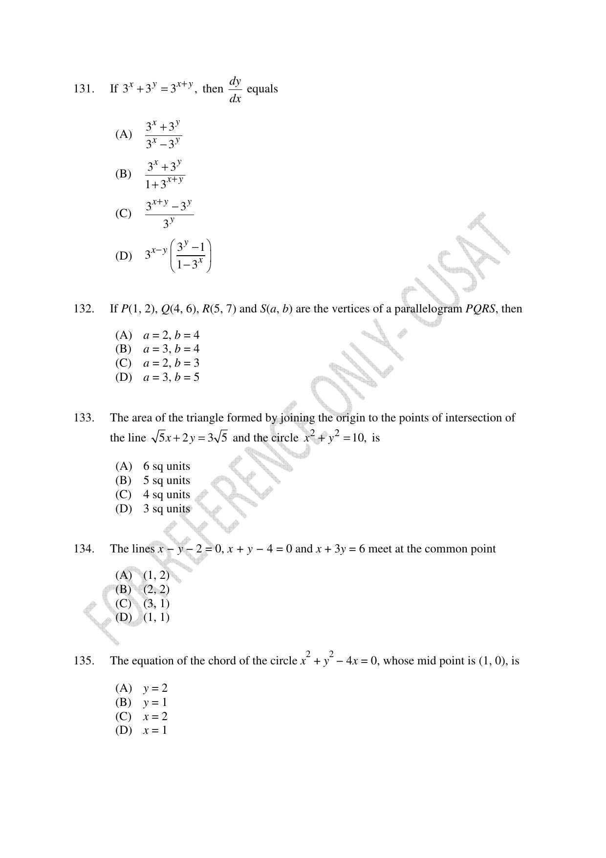 CUSAT CAT 2022 Test in Physics Chemistry and Mathematics (Shift 3) Question Paper - Page 28