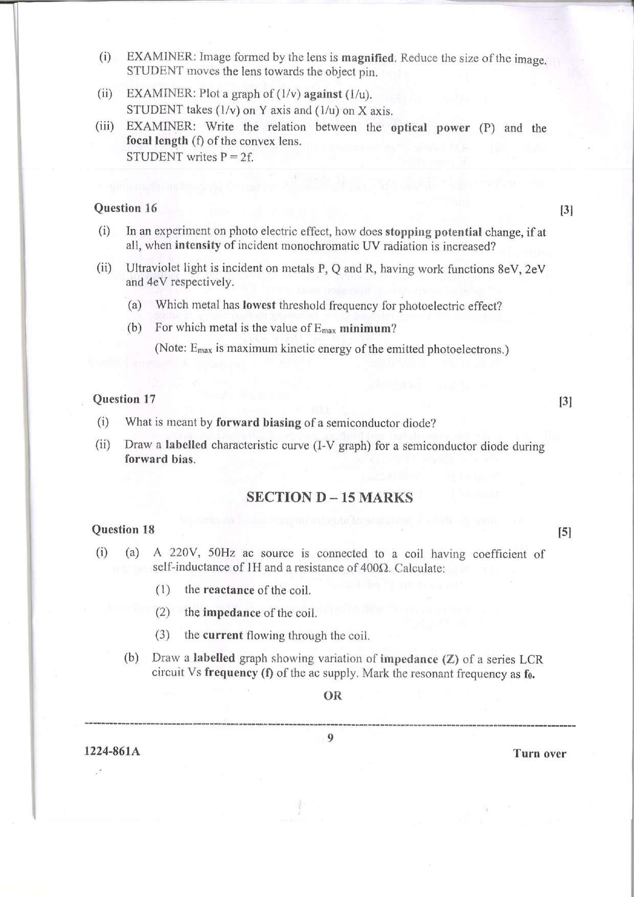 ISC Class 12 Physics 2024 Question Paper - Page 9