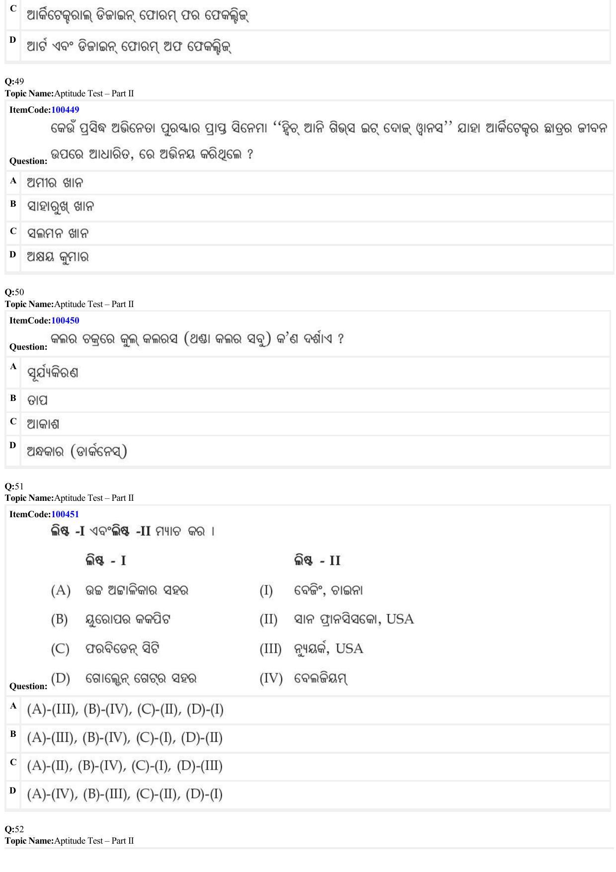 JEE Mains 2022: B Arch & B Planning Odiya (Shift 1) 23-06-2022 Question Paper - Page 14