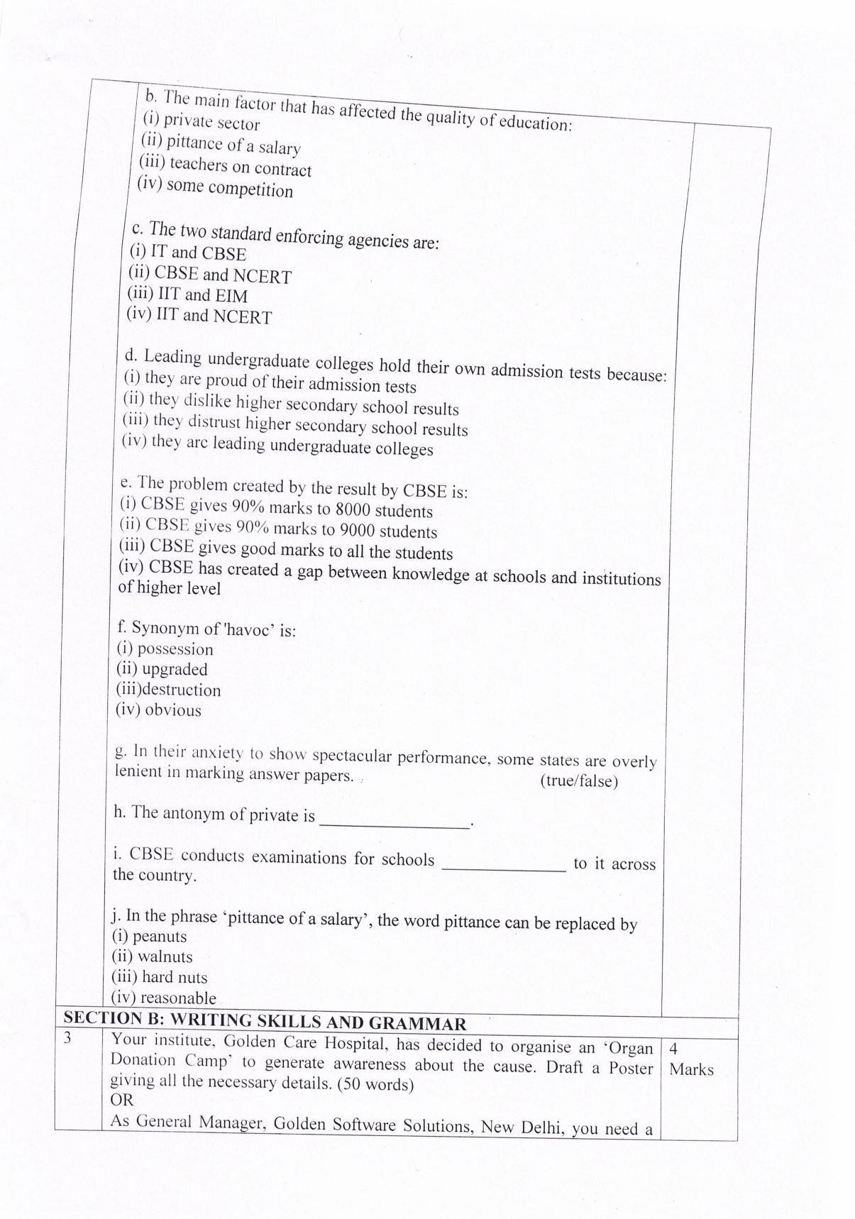 JKBOSE Class 11 General English Model Question Paper 2023 - Page 6