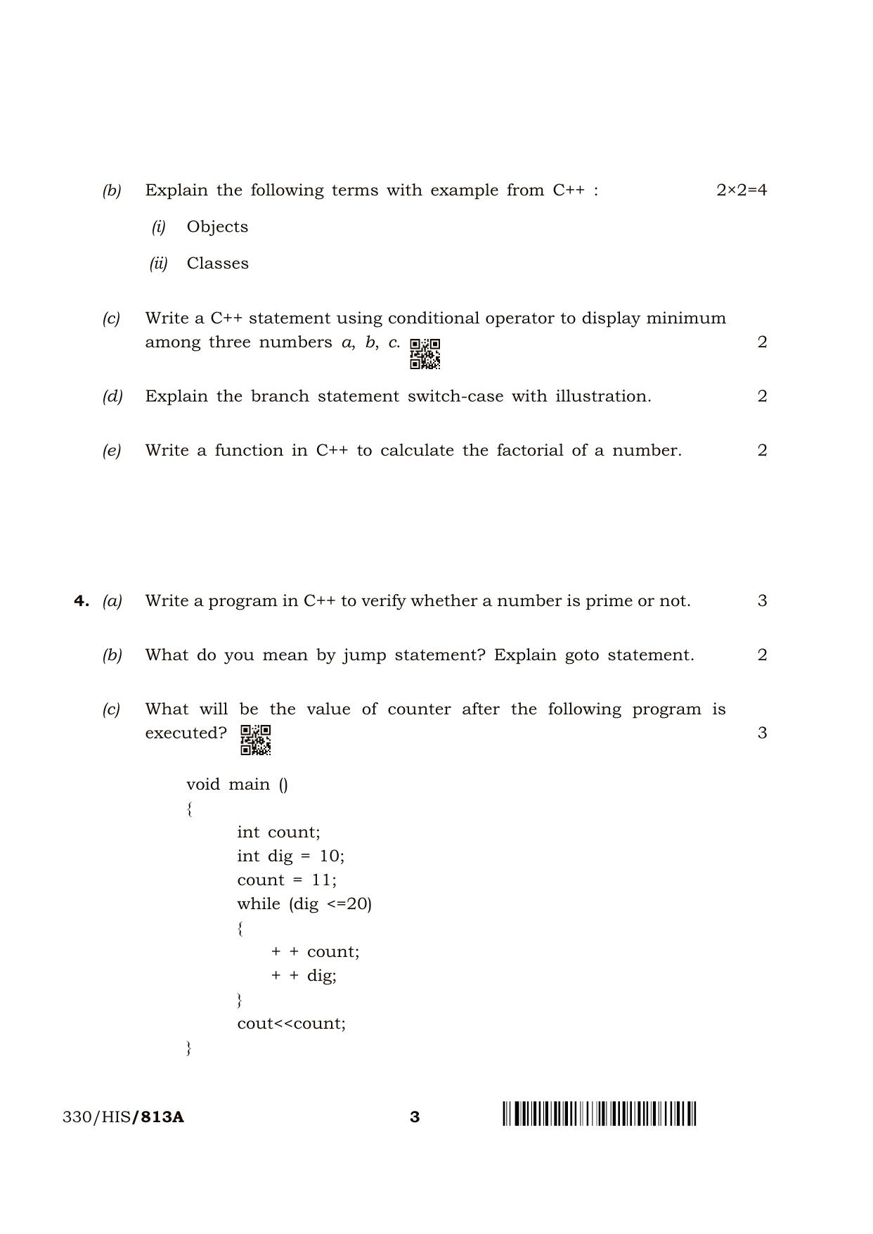 NIOS April 2018 Class 12 Computer Science Question Paper - Page 3