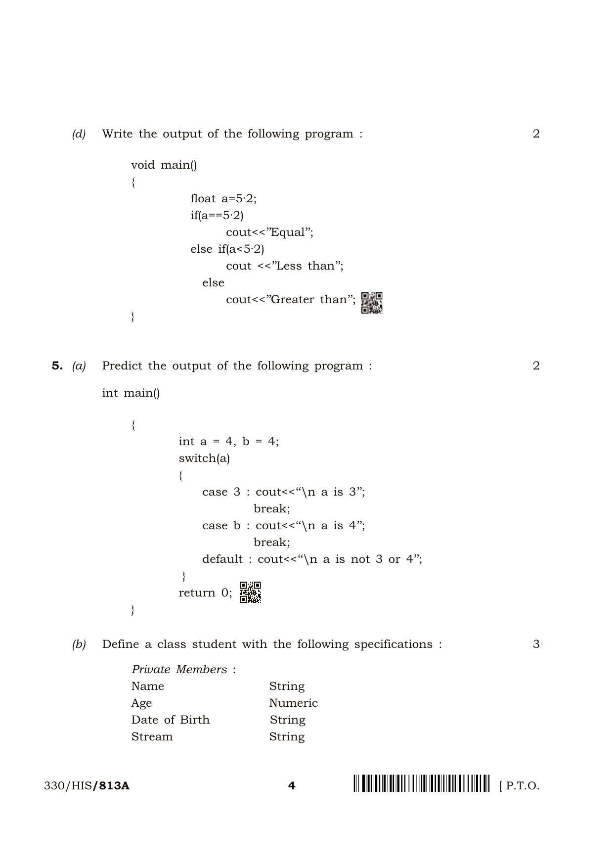 NIOS April 2018 Class 12 Computer Science Question Paper - Page 4
