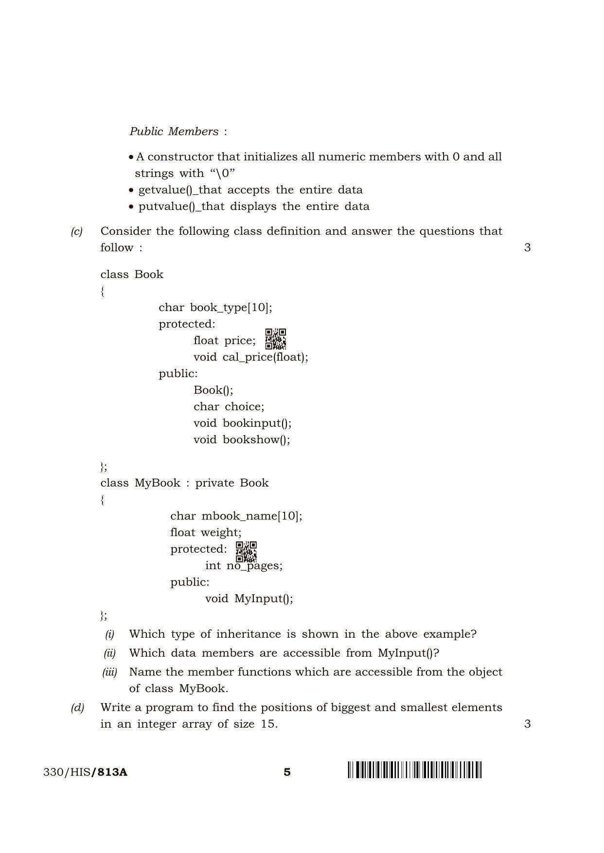 NIOS April 2018 Class 12 Computer Science Question Paper - Page 5