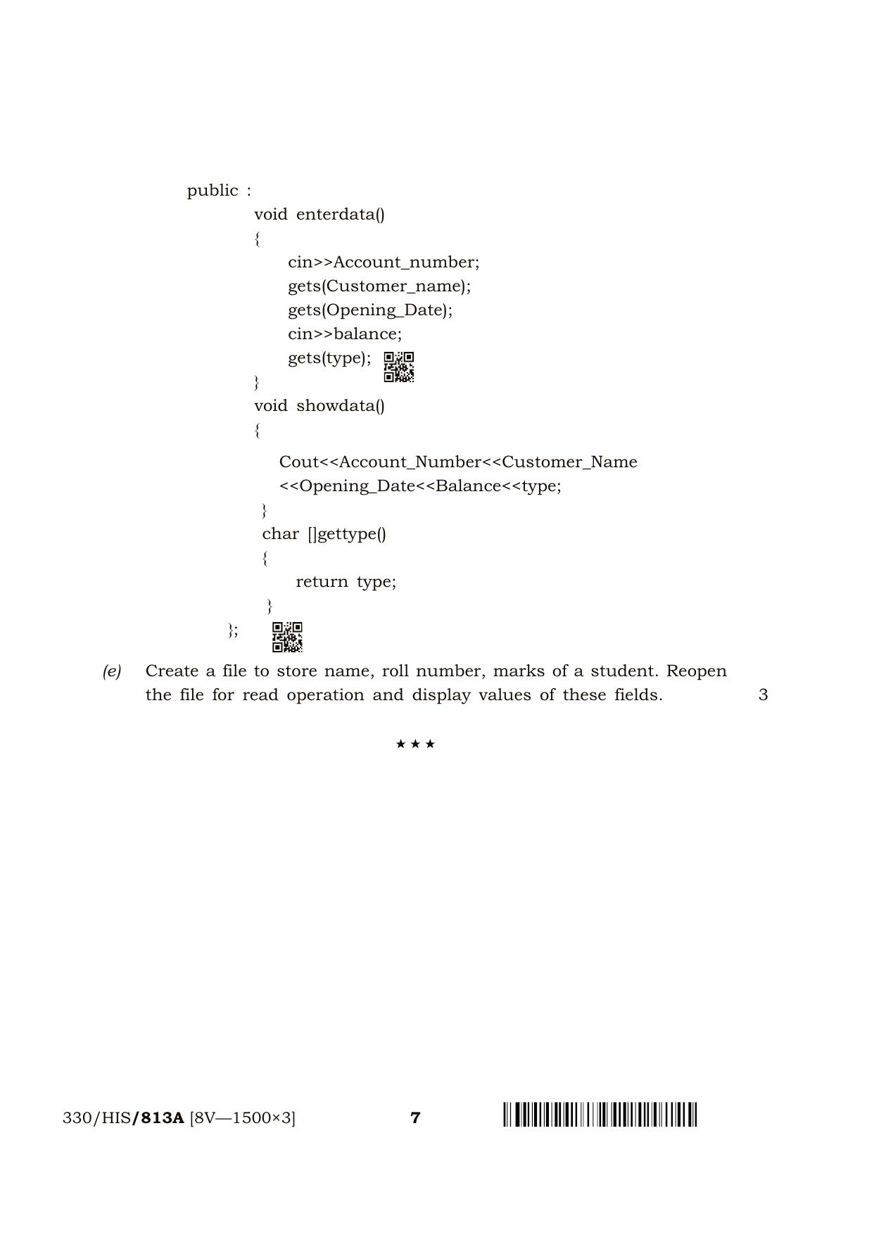 NIOS April 2018 Class 12 Computer Science Question Paper - Page 7