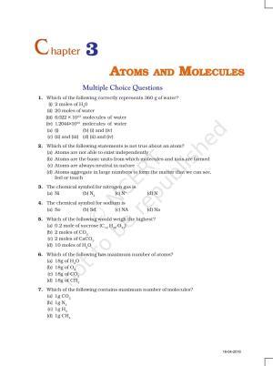 NCERT Exemplar Book for Class 9 Science: Chapter 3 Atoms and Molecules
