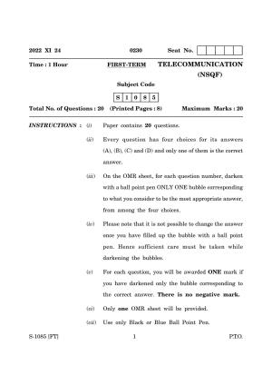 Goa Board Class 10 Telecommunication (November 2022) Question Paper