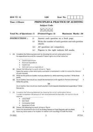 Goa Board Class 12 Principles & Practice of Auditing 2019 (June 2019) Question Paper