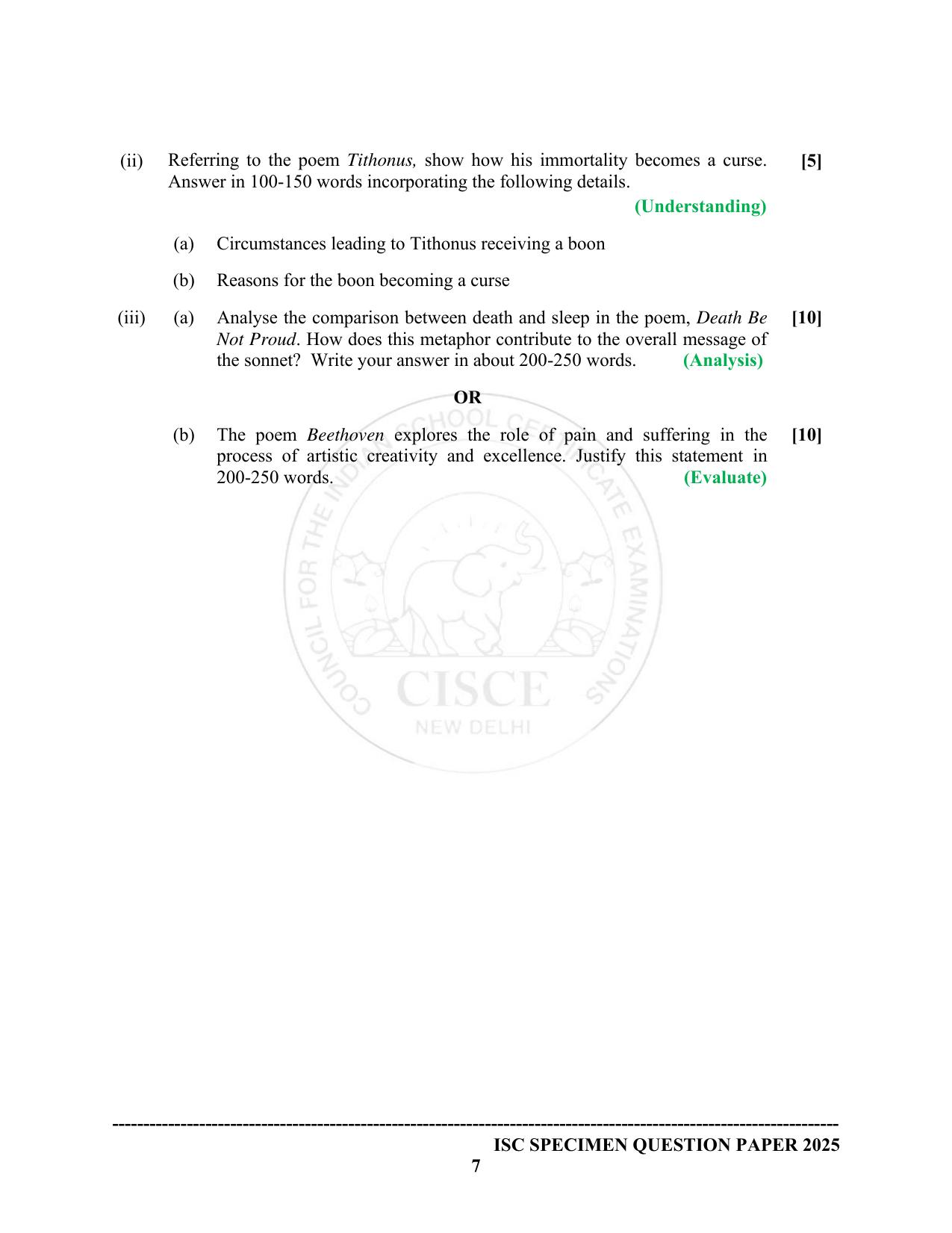 ISC Class 12 2025 Literature In English (English Paper-2)  (SQP & AK) Specimen Paper - Page 7
