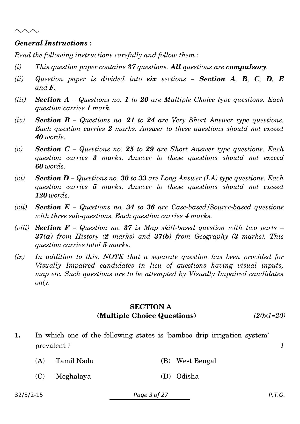 CBSE Class 10 32-5-2 Social Science 2024 Question Paper - Page 3