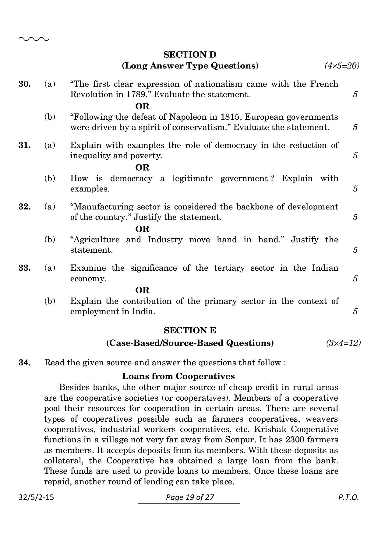CBSE Class 10 32-5-2 Social Science 2024 Question Paper - Page 19