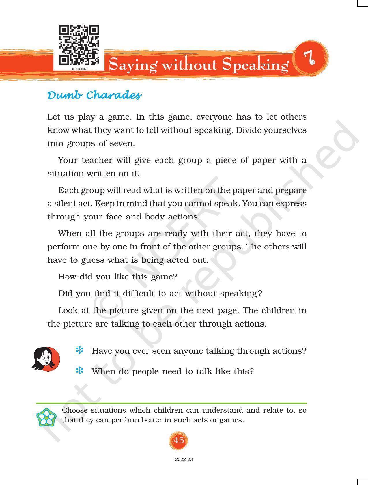 NCERT Book for Class 3 EVS Chapter 7-Saying without Speaking - Page 1