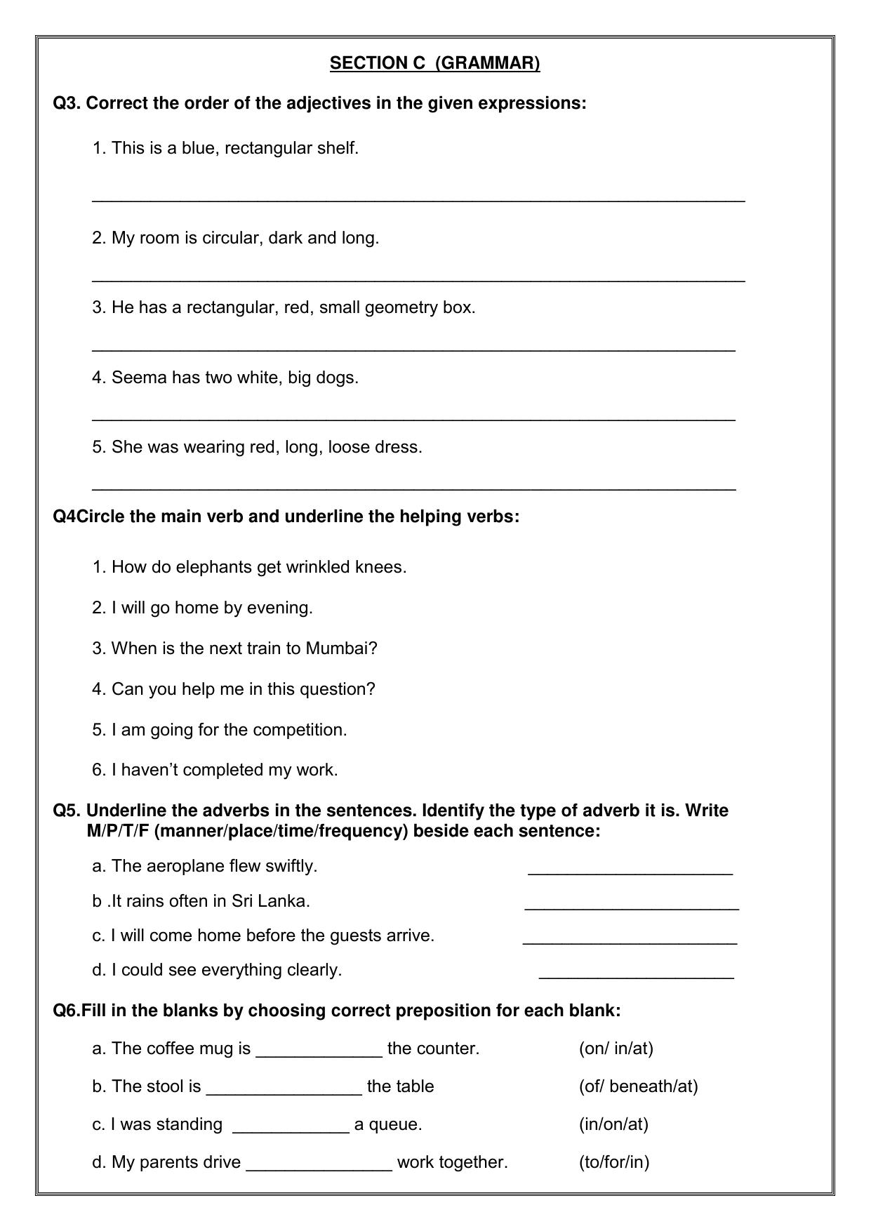 Worksheet for Class 4 English Assignment 47 - Page 3