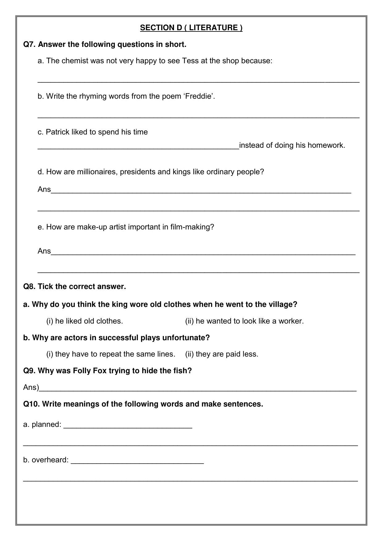 Worksheet for Class 4 English Assignment 47 - Page 4