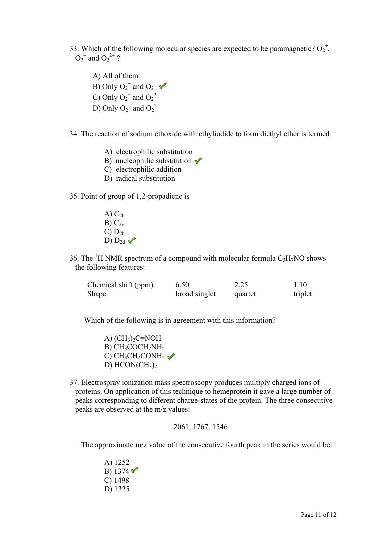 TIFR GS 2013 Chemistry X Question Paper - Page 12