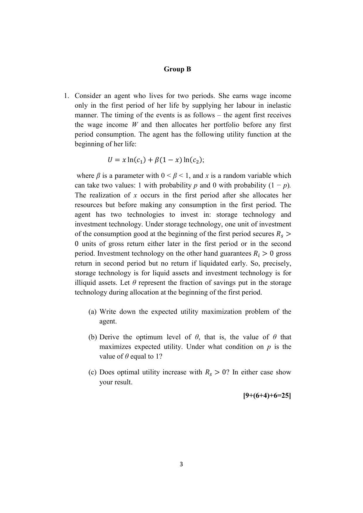 ISI Admission Test JRF in Quantitative Economics QEB 2021 Sample Paper - Page 3