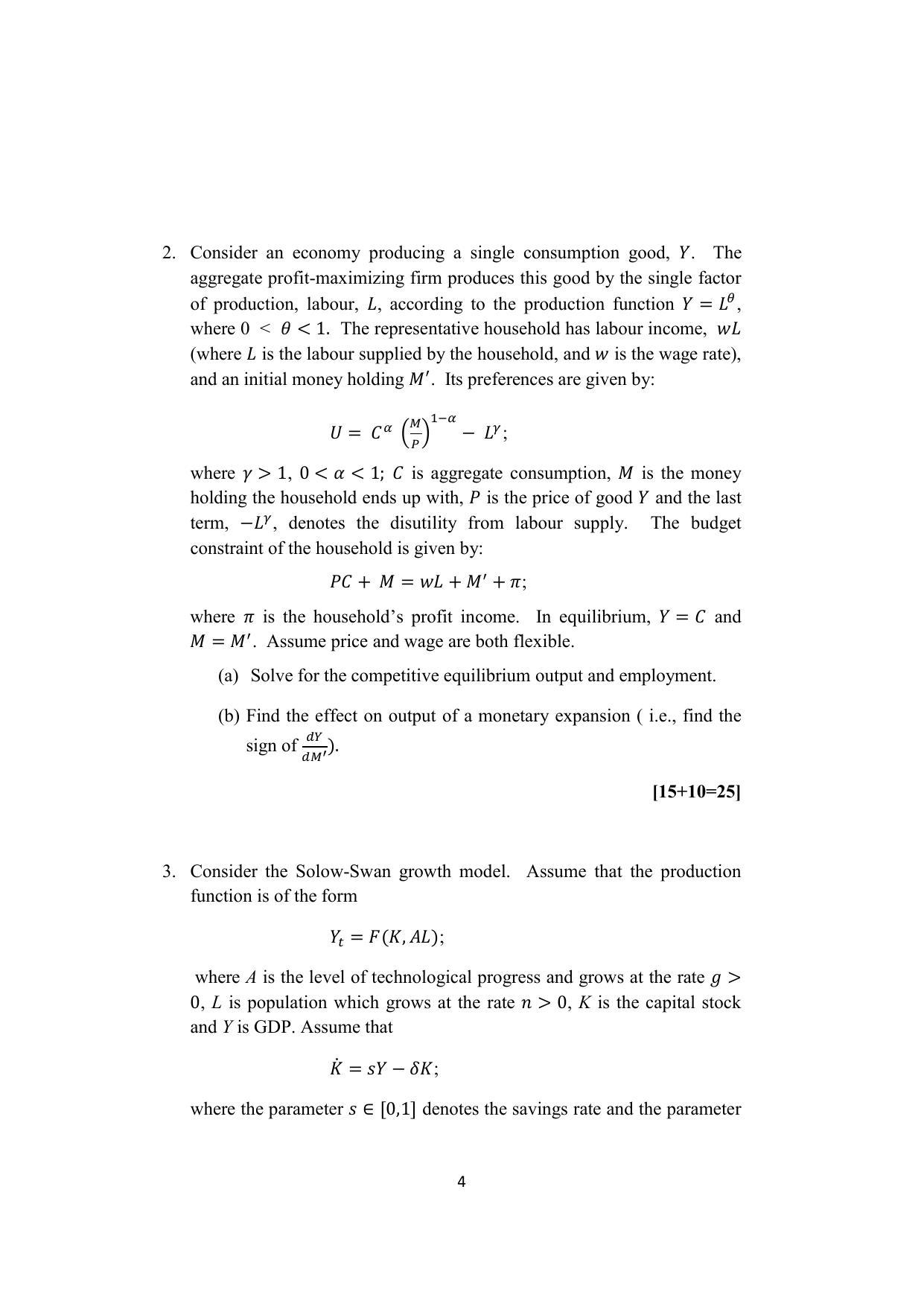 ISI Admission Test JRF in Quantitative Economics QEB 2021 Sample Paper - Page 4