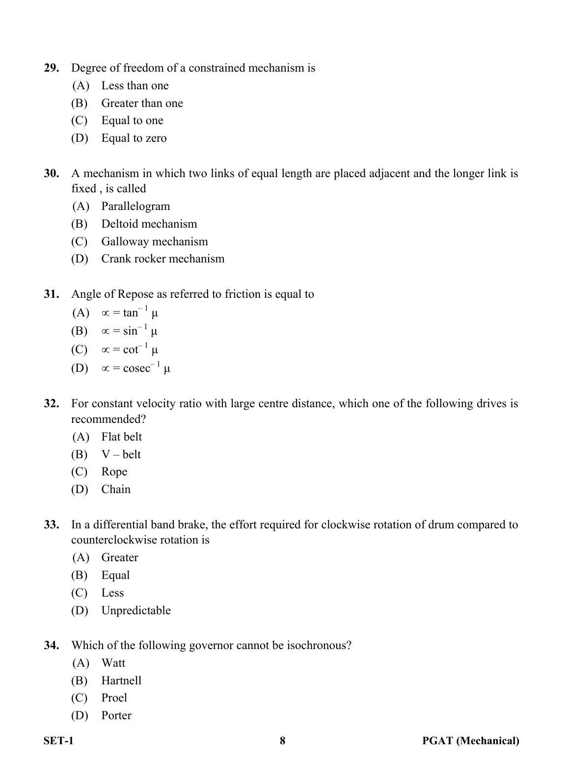 OJEE PGAT 2013 Mechanical Set 1 Question Paper - Page 7