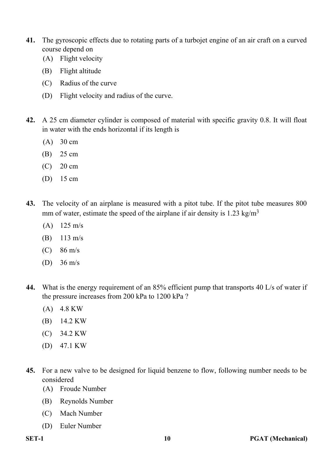 OJEE PGAT 2013 Mechanical Set 1 Question Paper - Page 9