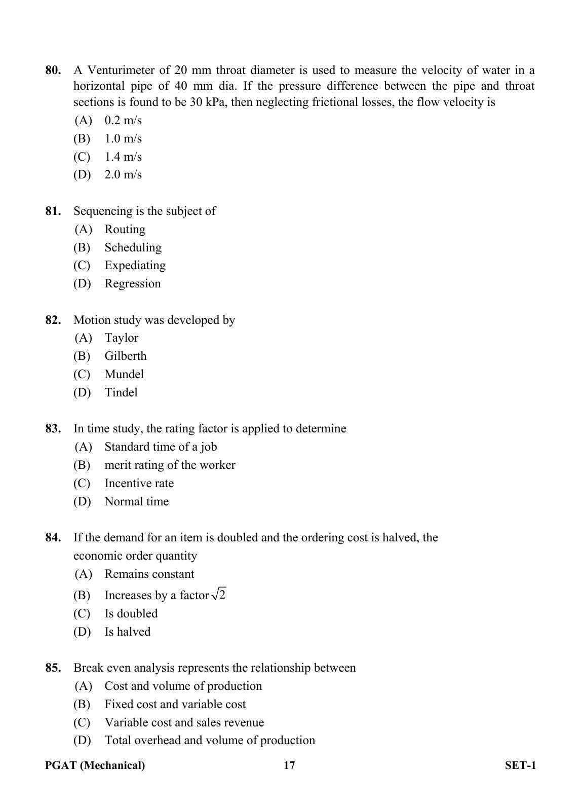 OJEE PGAT 2013 Mechanical Set 1 Question Paper - Page 16