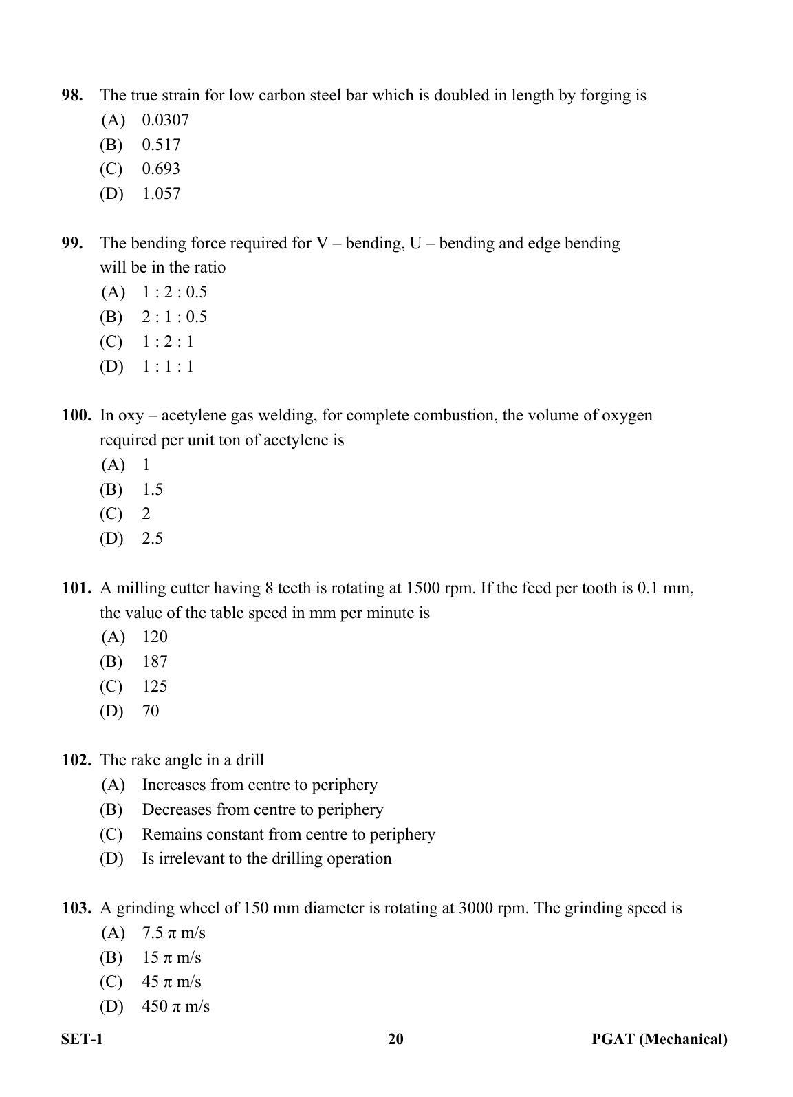 OJEE PGAT 2013 Mechanical Set 1 Question Paper - Page 19