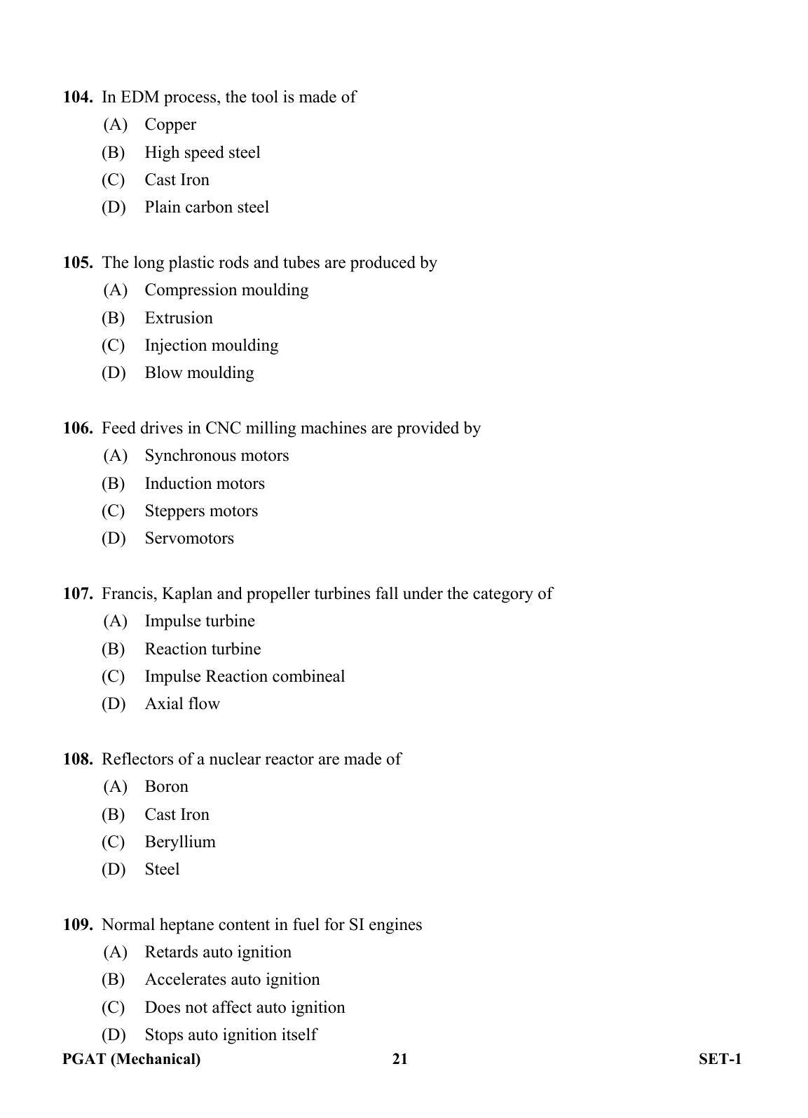 OJEE PGAT 2013 Mechanical Set 1 Question Paper - Page 20