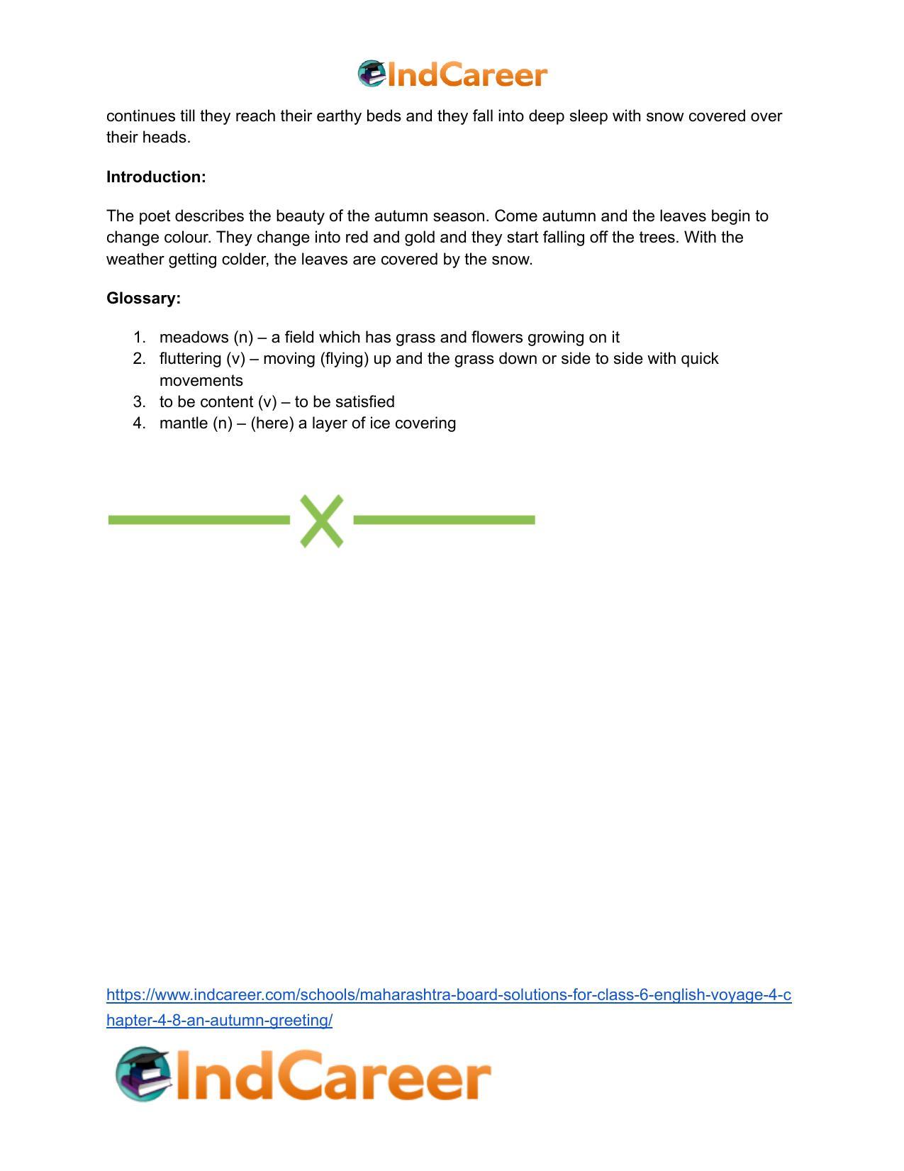 Maharashtra Board Solutions for Class 6- English (Voyage 4): Chapter 4.8- An Autumn Greeting - Page 4