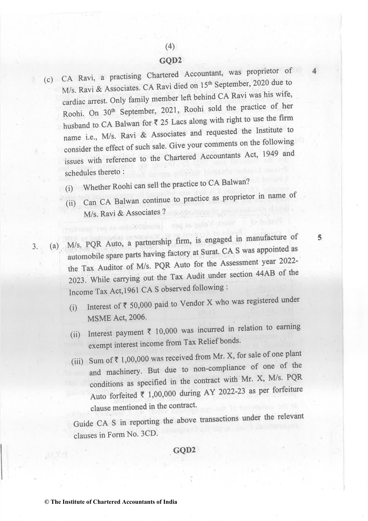 CA Final May 2022 Question Paper - Paper 3 – Advanced Auditing and Professional Ethics - Page 4