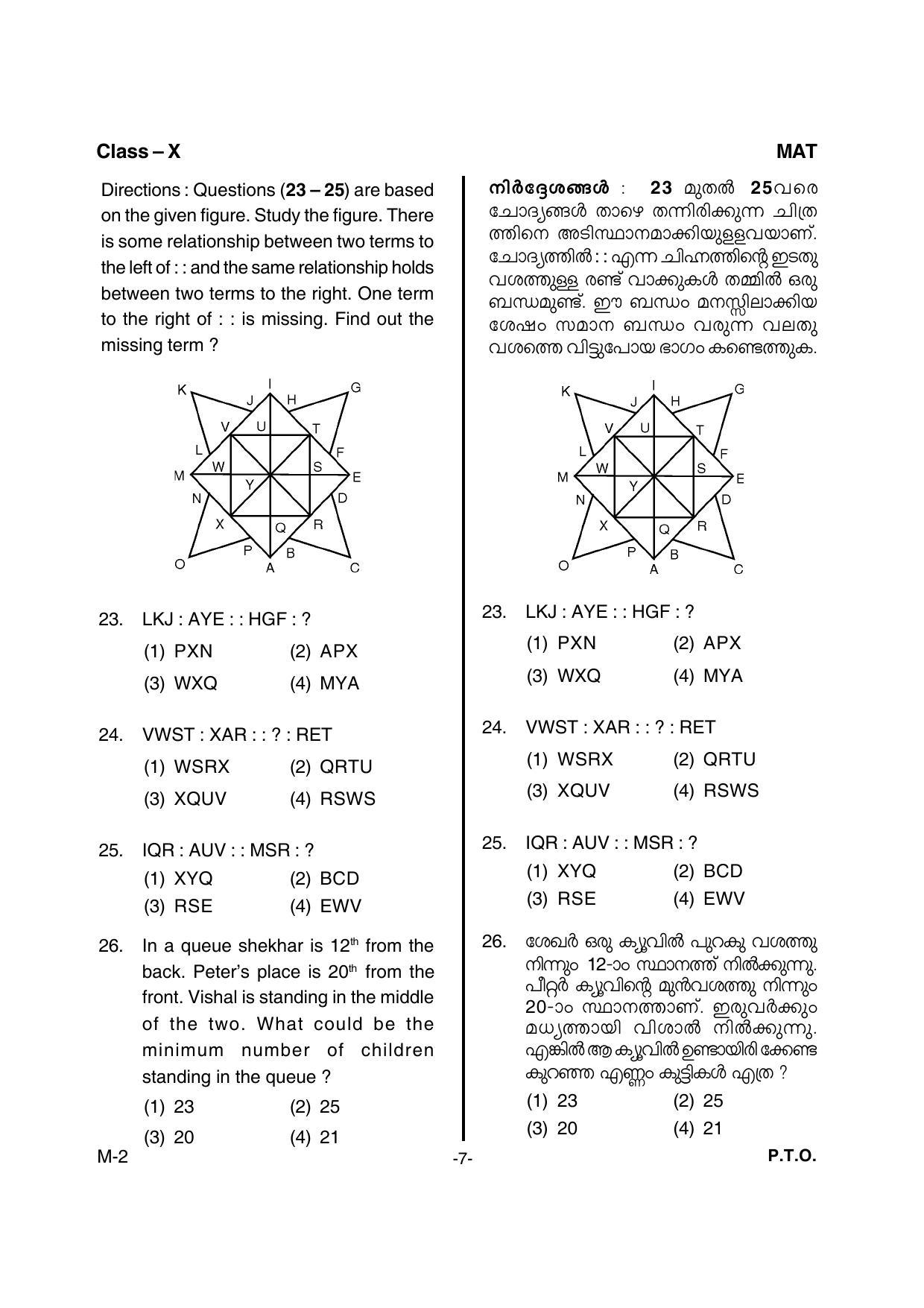 Kerala NTSE 2017 MAT Question Paper IndCareer Docs