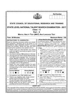 Kerala NTSE 2017 MAT Question Paper