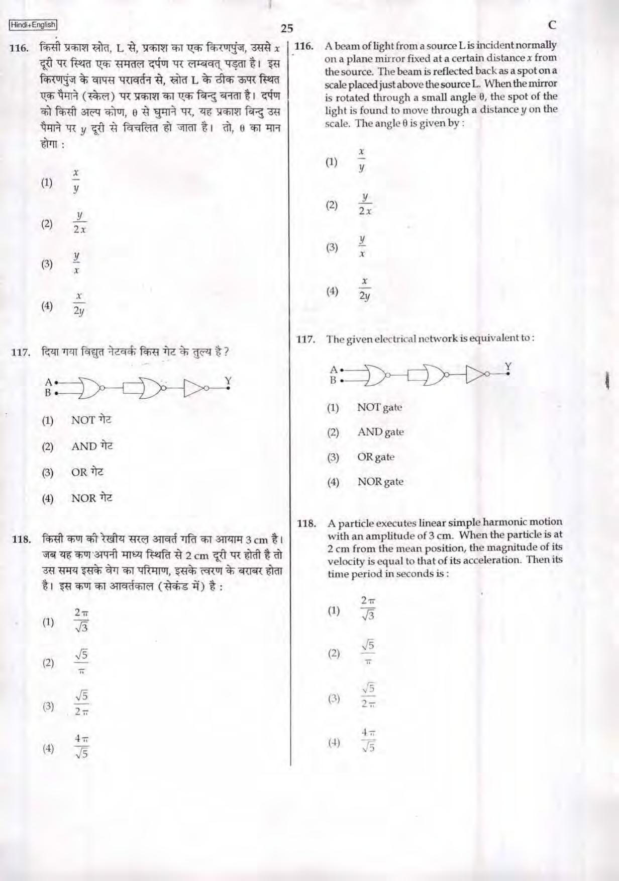 NEET Code C 2017 Question Paper - Page 25