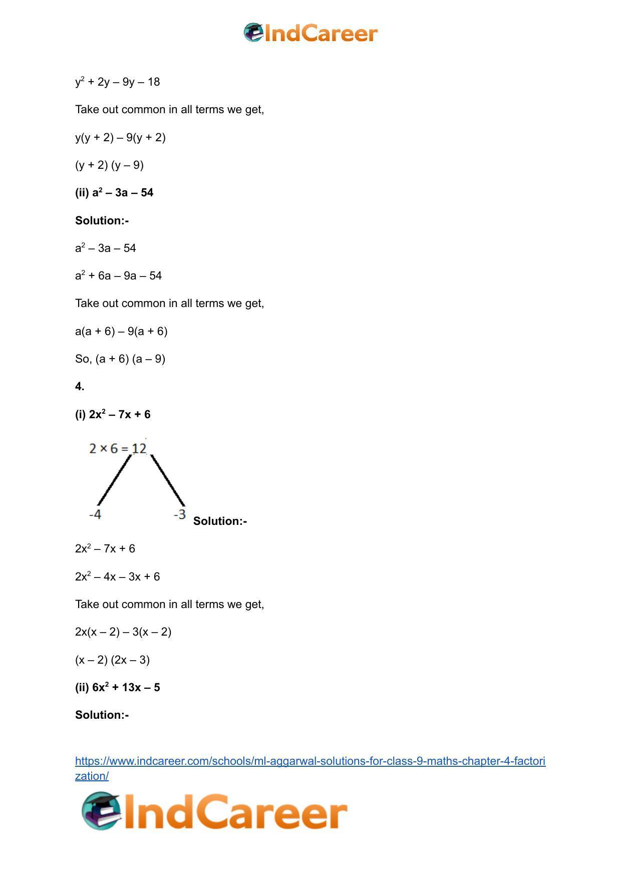 ML Aggarwal Solutions for Class 9 Maths Chapter 4- Factorization - Page 31
