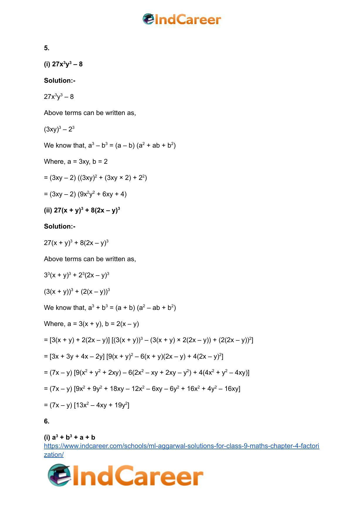 ML Aggarwal Solutions for Class 9 Maths Chapter 4- Factorization - Page 45