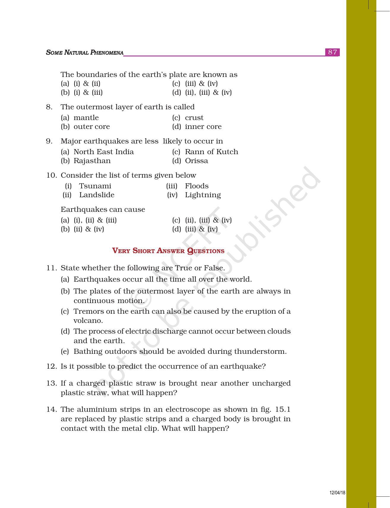 NCERT Exemplar Book for Class 8 Science: Chapter 15- Some Natural Phenomena - Page 2
