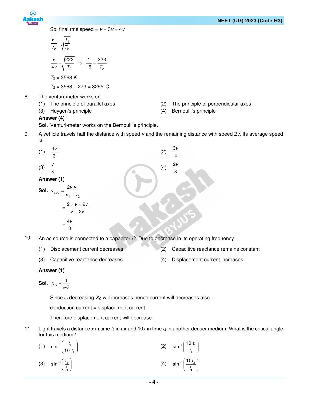 NEET 2023 Question Paper H3 - Page 4