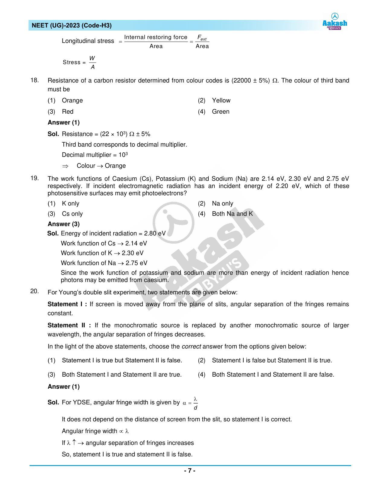 NEET 2023 Question Paper H3 - Page 7