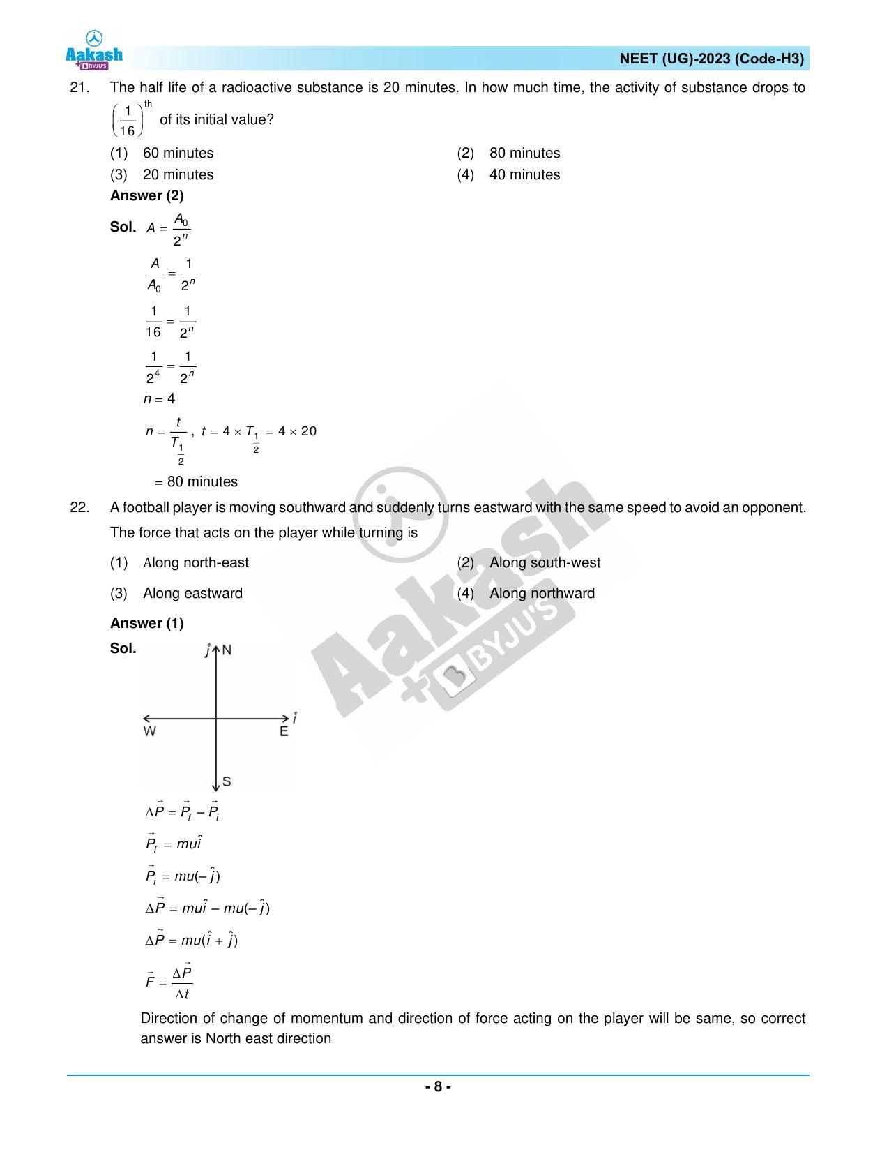 NEET 2023 Question Paper H3 - Page 8
