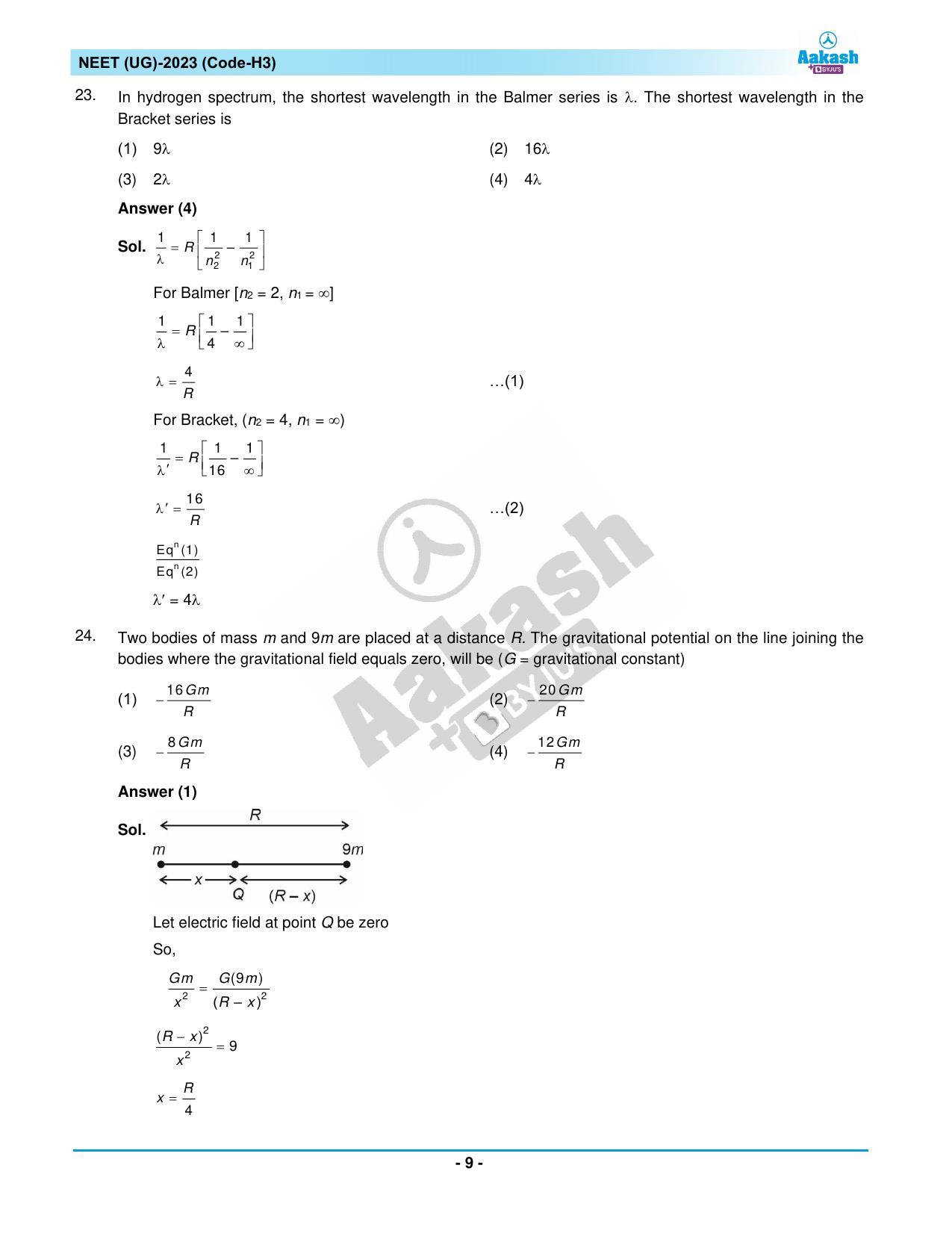 NEET 2023 Question Paper H3 - Page 9