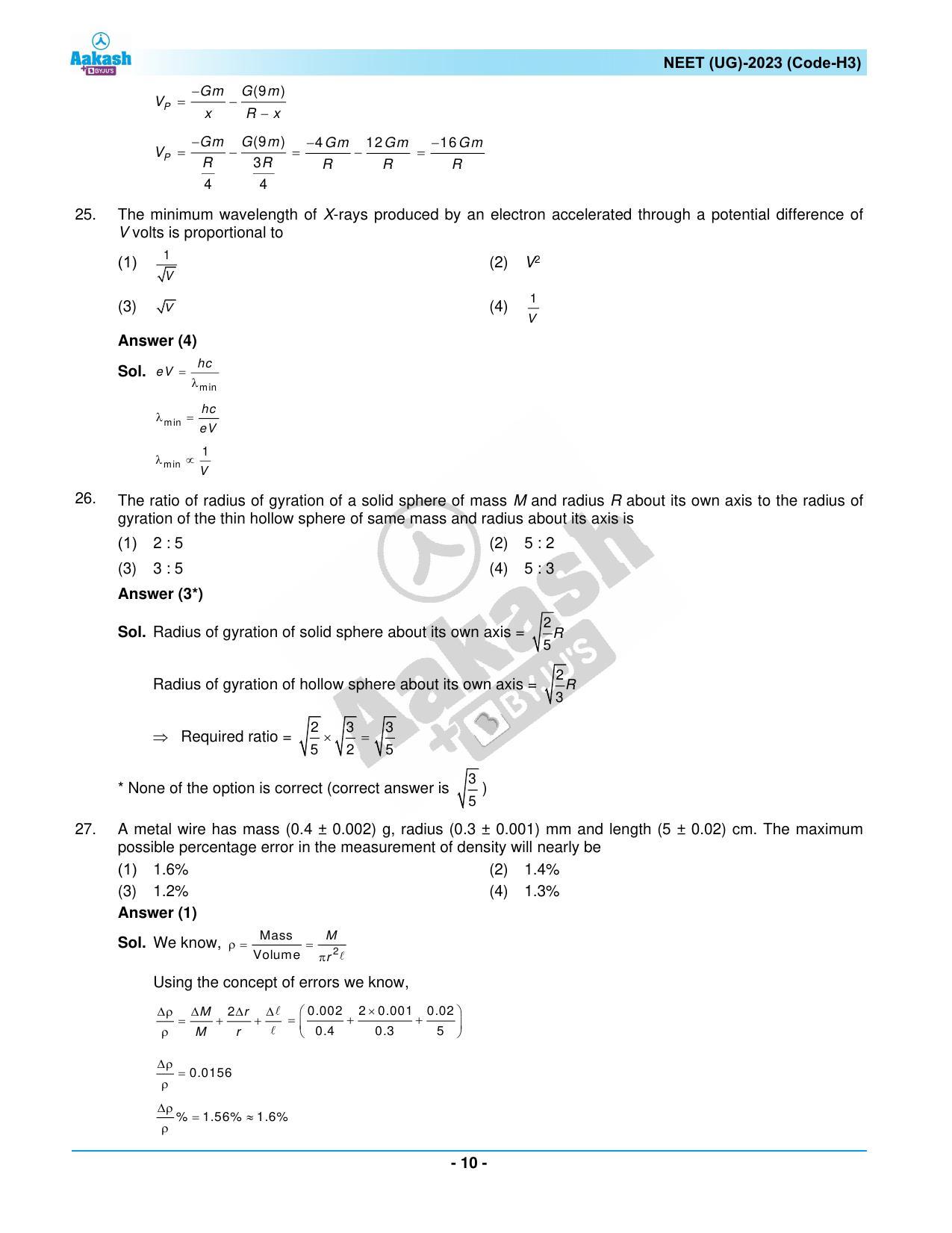 NEET 2023 Question Paper H3 - Page 10
