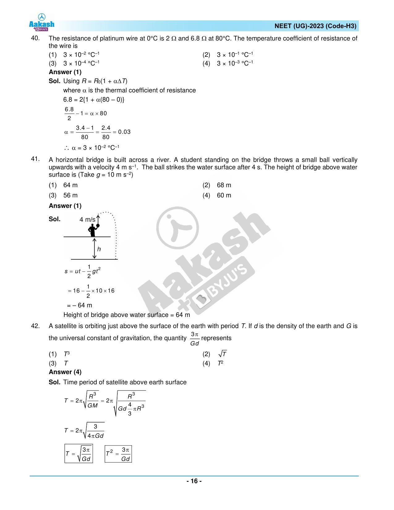 NEET 2023 Question Paper H3 - Page 16